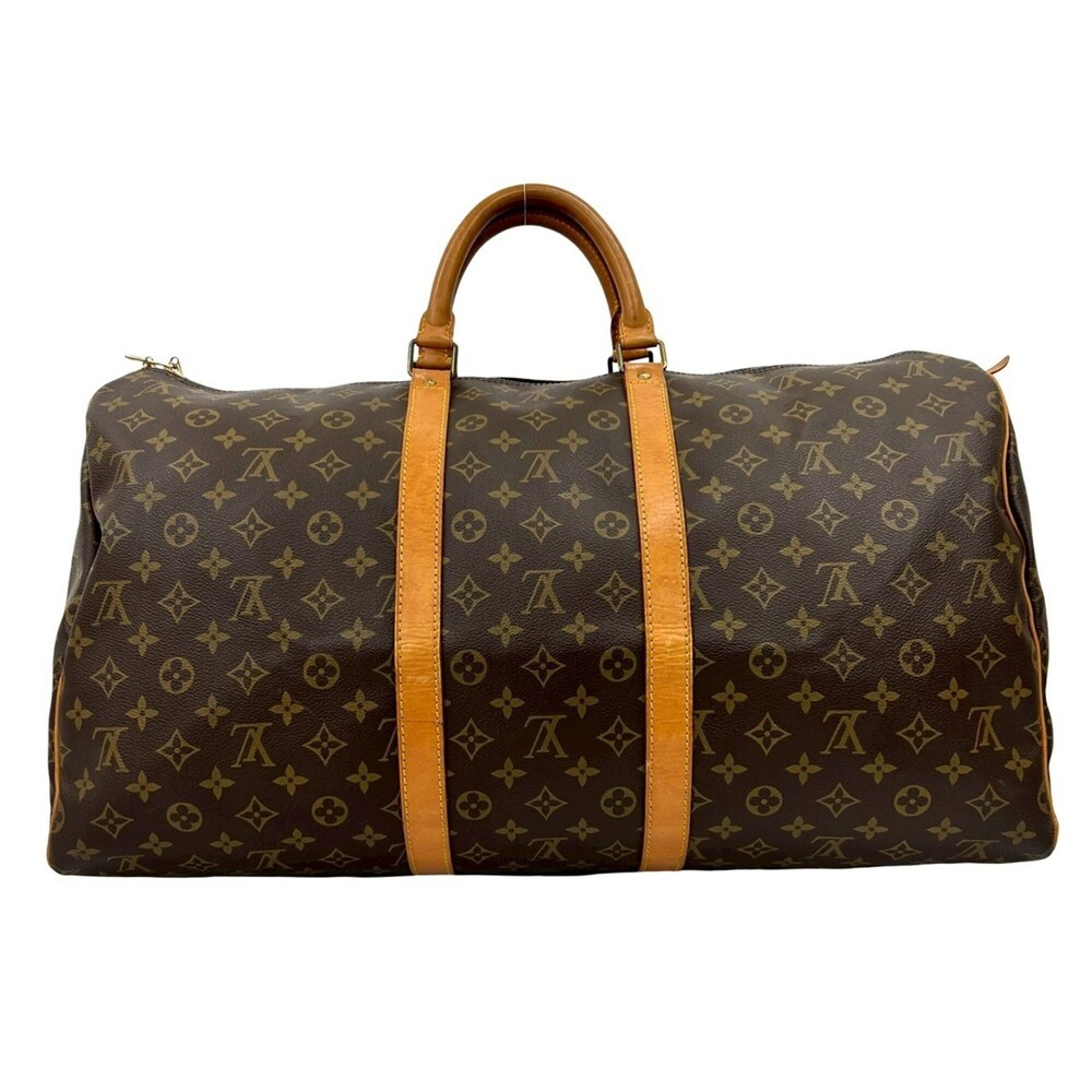 LOUIS VUITTON Brown Monogram Leather Keepall 55 Boston Bag - Picture 3 of 9